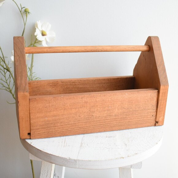 Vintage Antique Handmade Wood Tool Box Caddy Country Cottage Farmhouse Decor - Picture 3 of 7